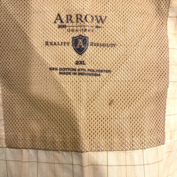 Arrow button down short sleeve shirt, 2XL, Tan color - Picture 3 of 3